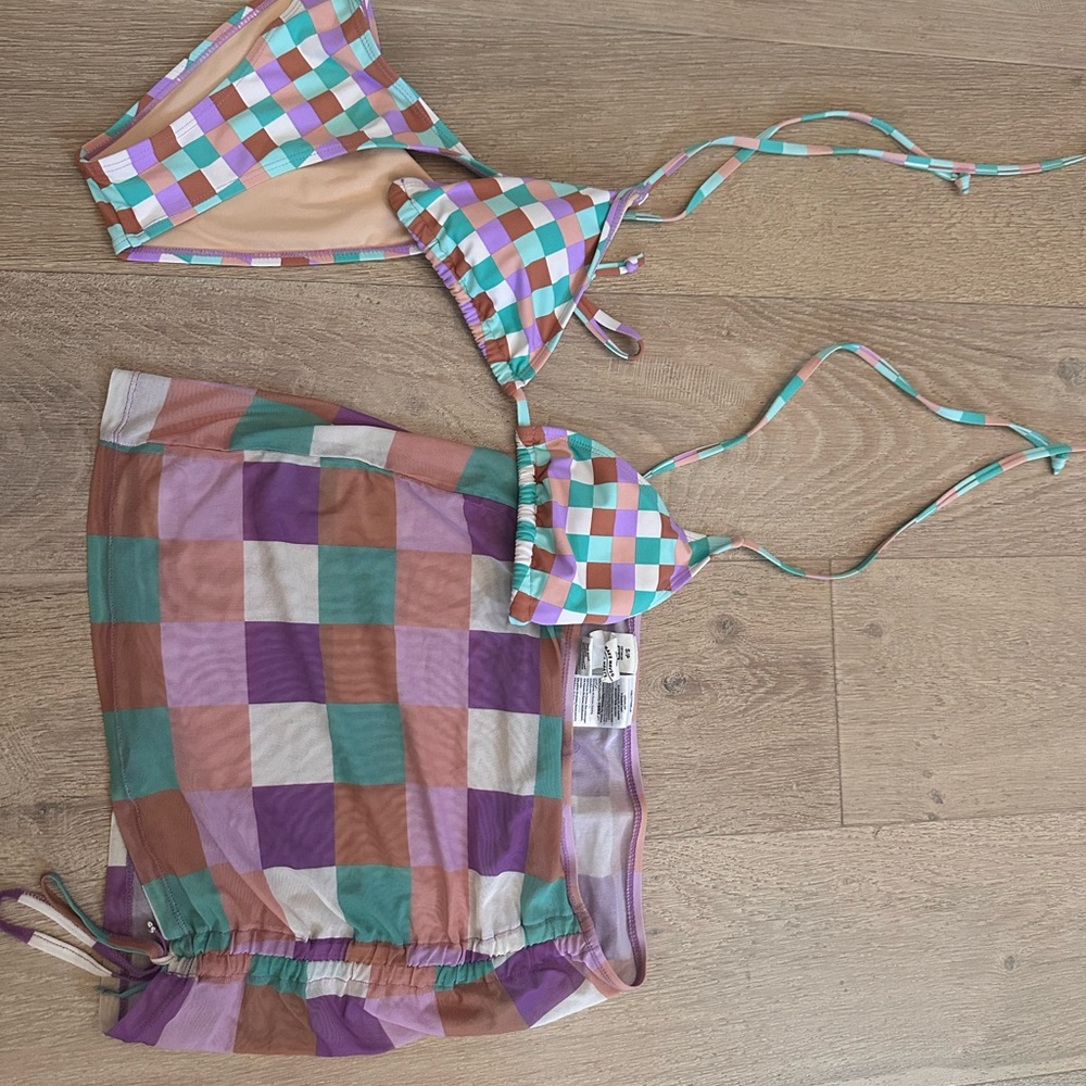 Cotton On Multicolor Checkered Bikini Set